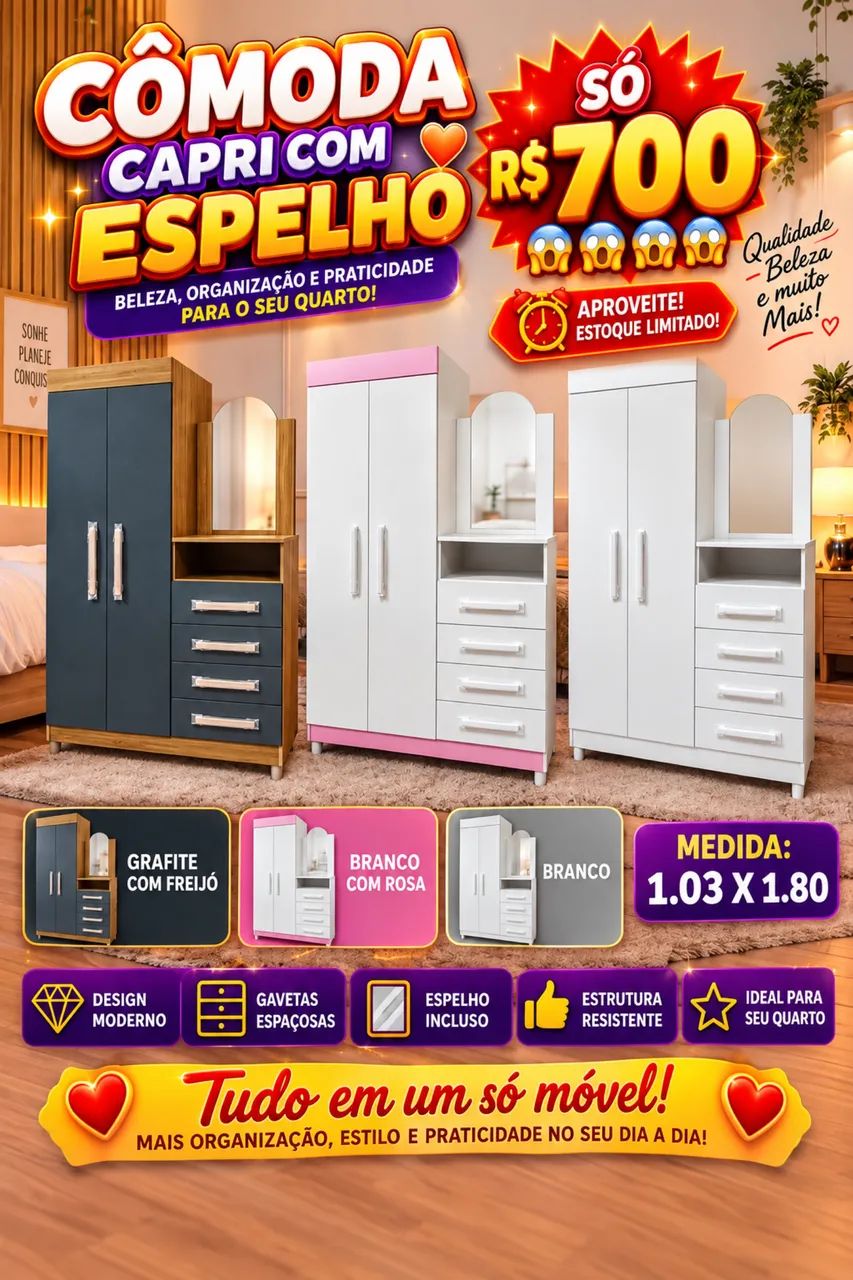 Cômoda com espelho 