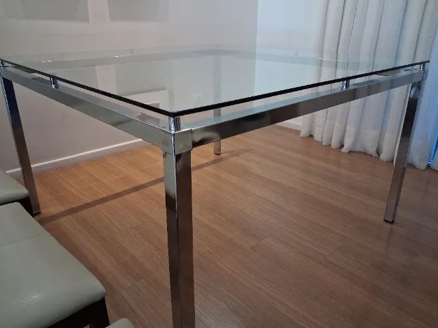 Mesa vidro quadrada 6 cadeiras para sala de jantar - Foto 2