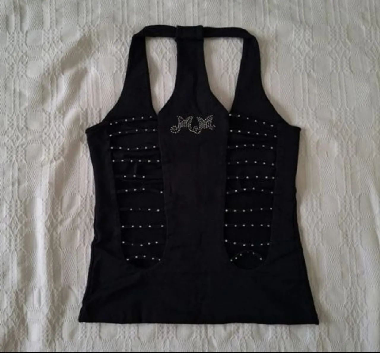 blusa preta y2k com strass - Foto 2