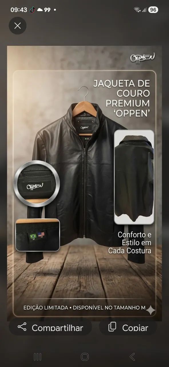 Jaqueta masculina de couro 