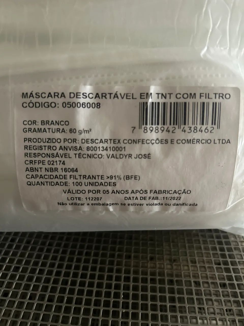 Máscaras TNT descartável 