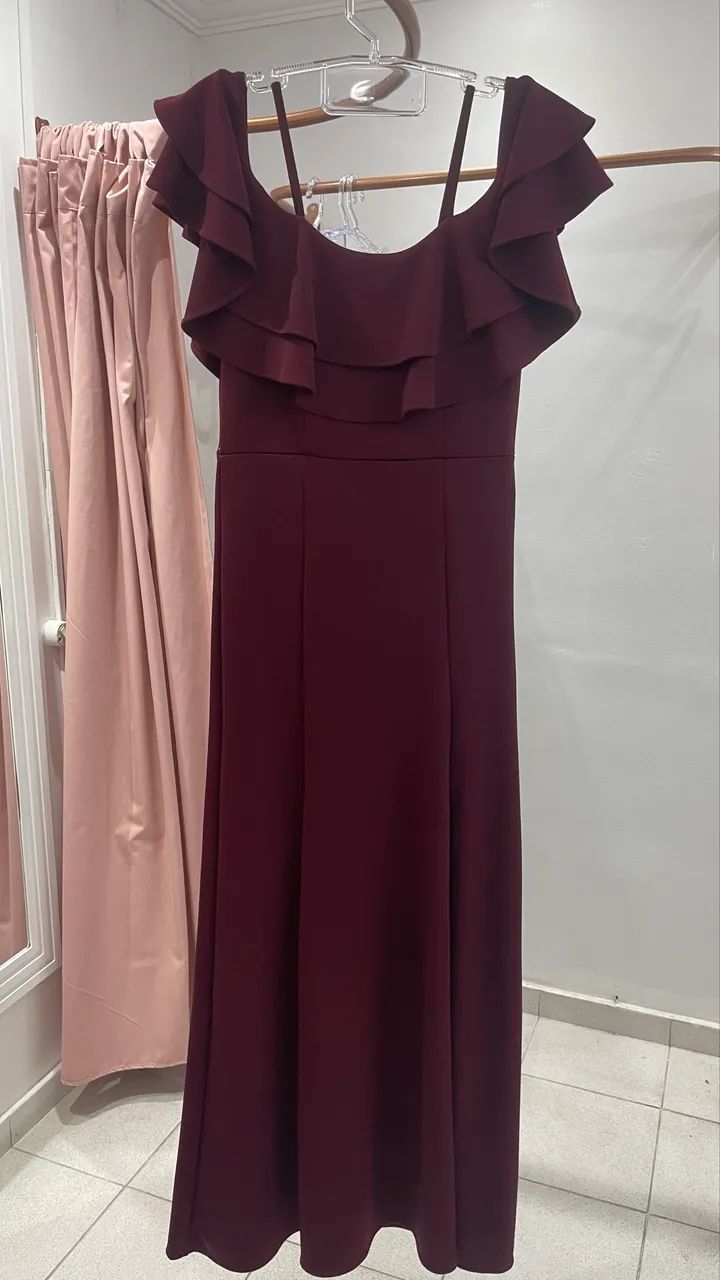 Vestido marsala de crepe - Foto 3