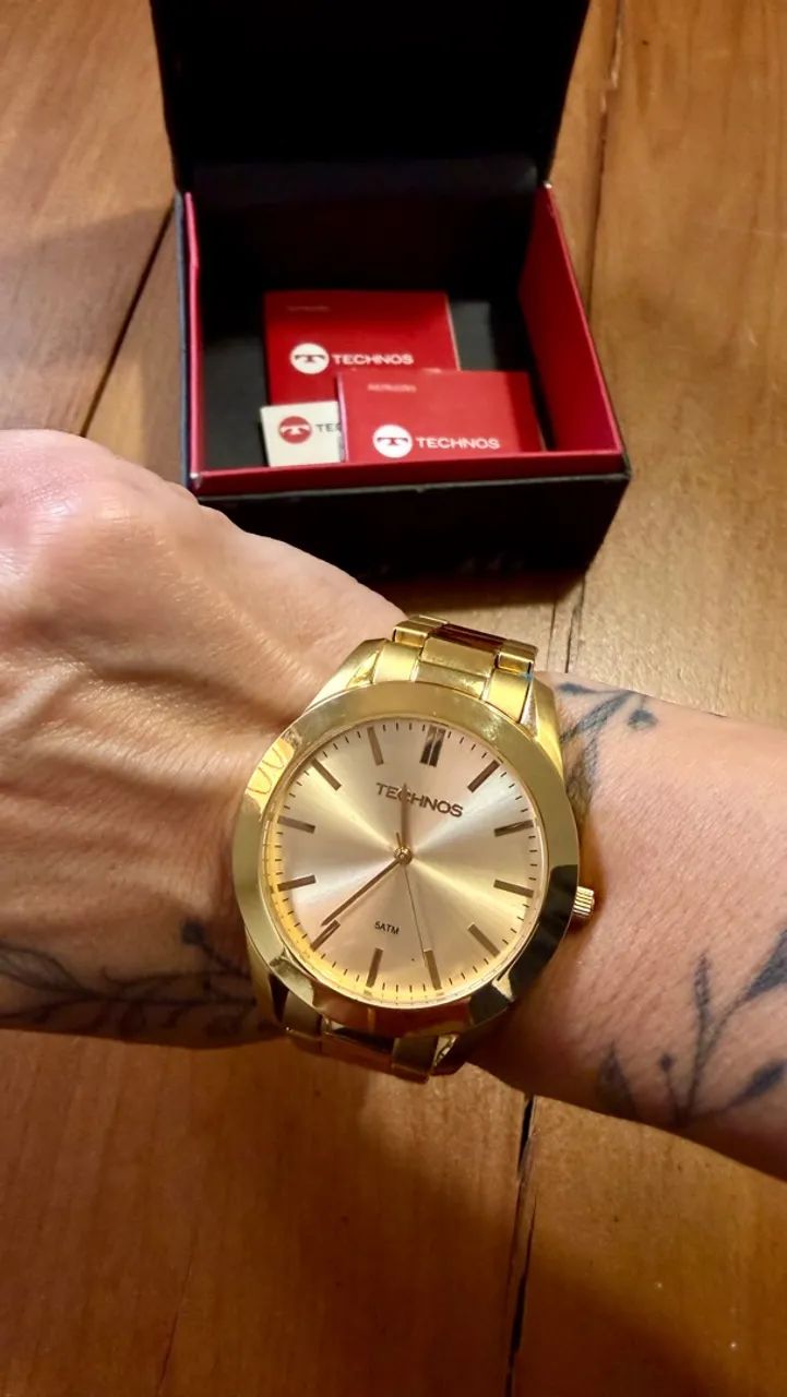 RELÓGIO TECHNOS CLASSIC STEEL ORIGINAL DOURADO - NOVO E SEM USO