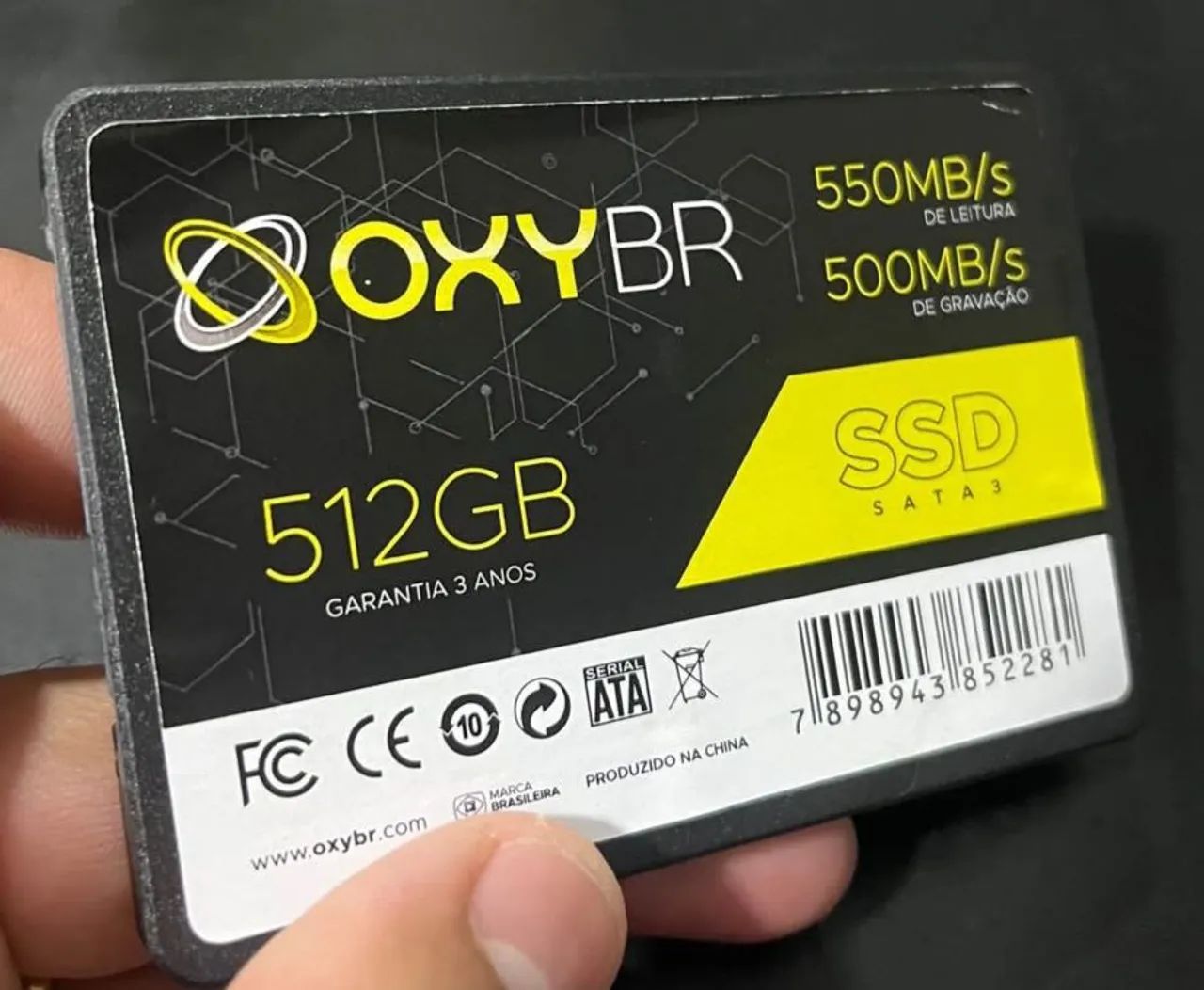 SSD 512 gigas saudável, funcionando perfeitamente.