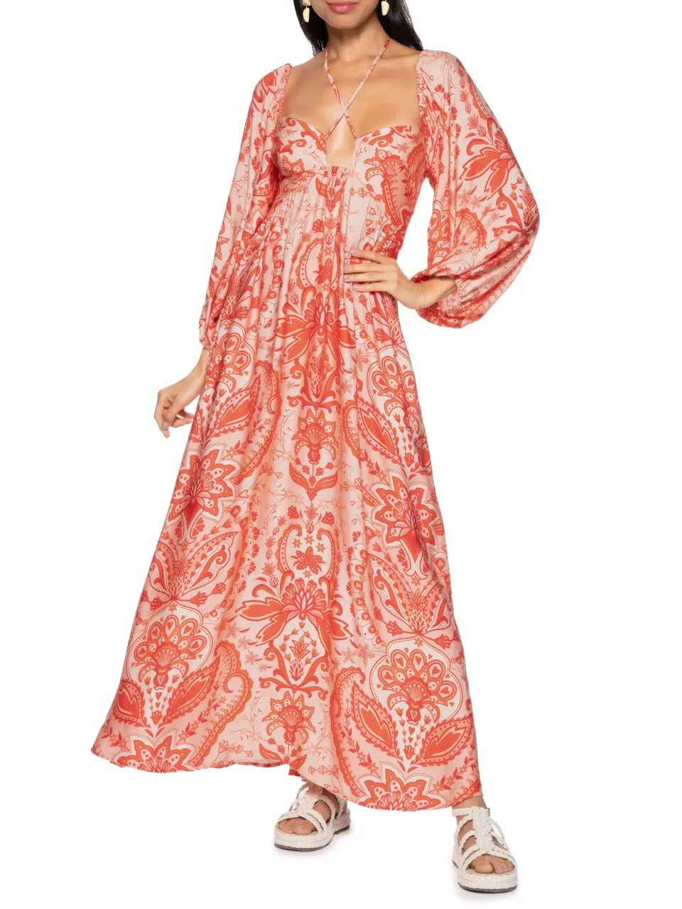 Vestido Longo Beleza Boho Rosa Farm
