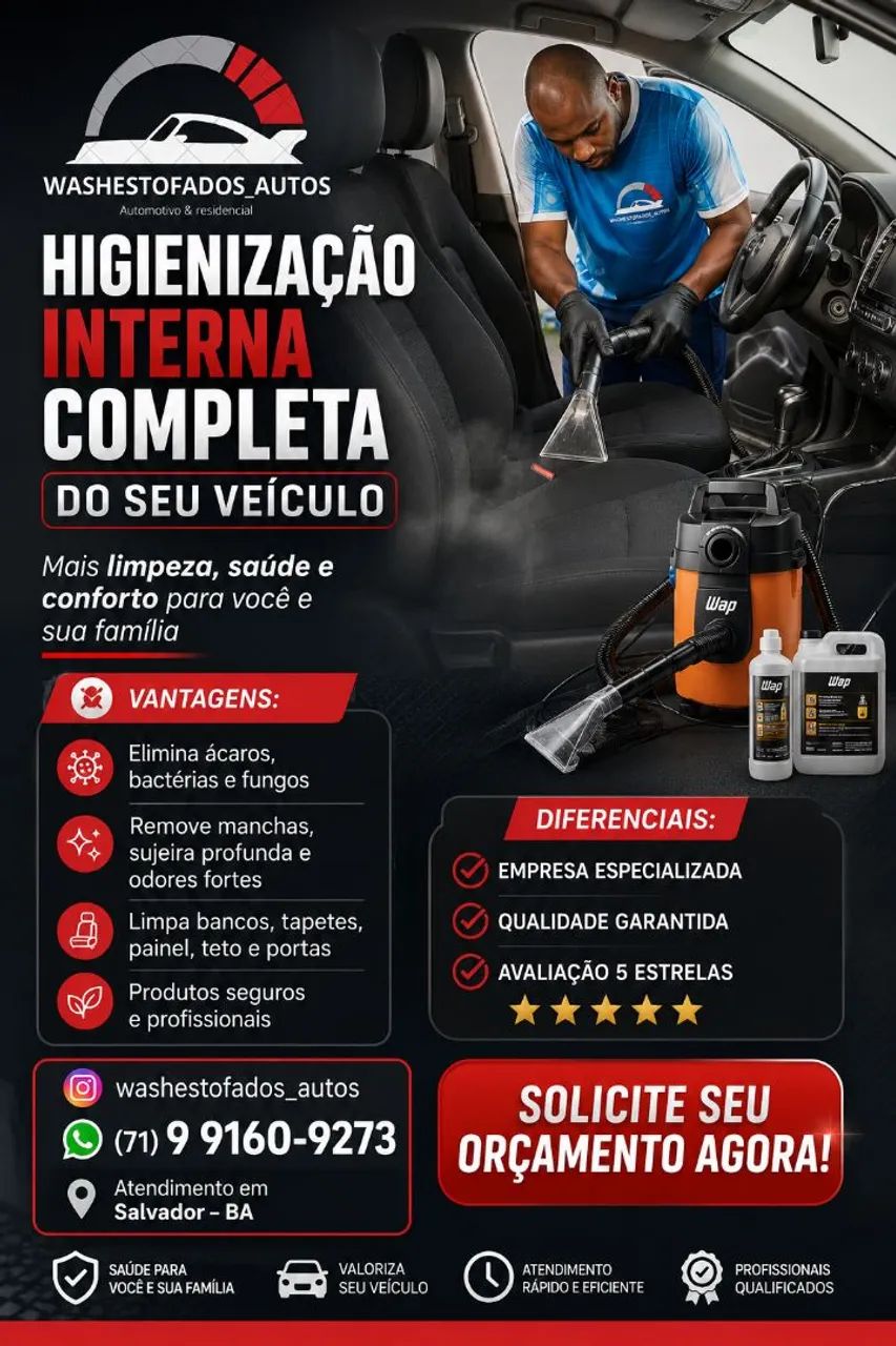 Higienização interna automotiva 