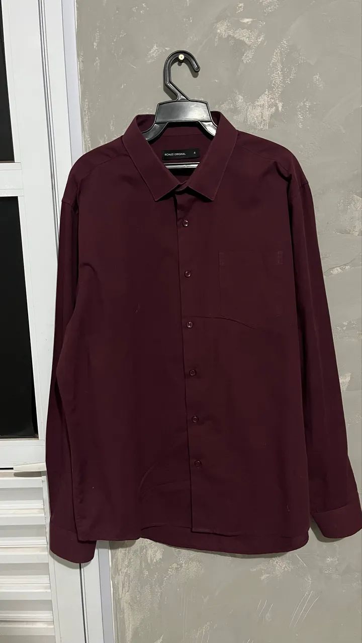 camisa social rchlo original vinho p