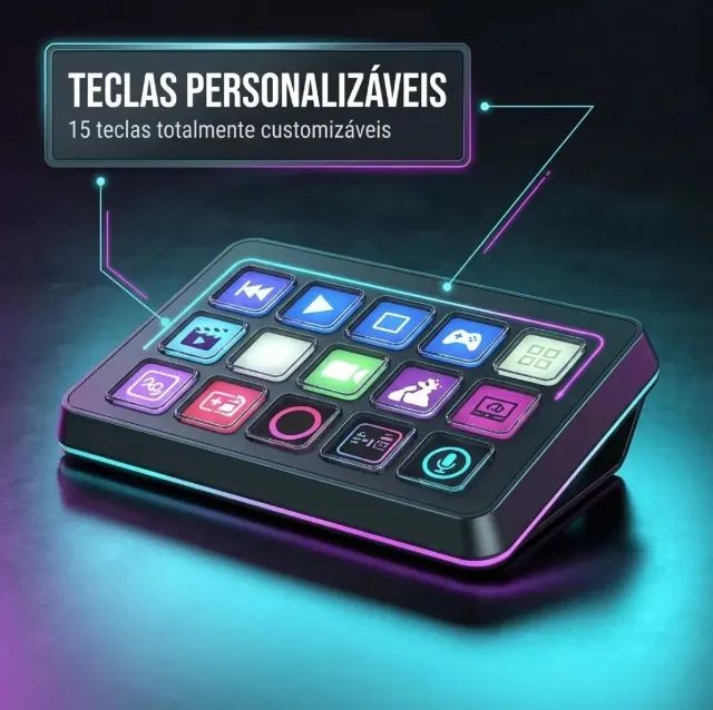 Stream Deck Fifine D6 15 Teclas Mesa Controladora Preto Usb Rgb - Foto 2