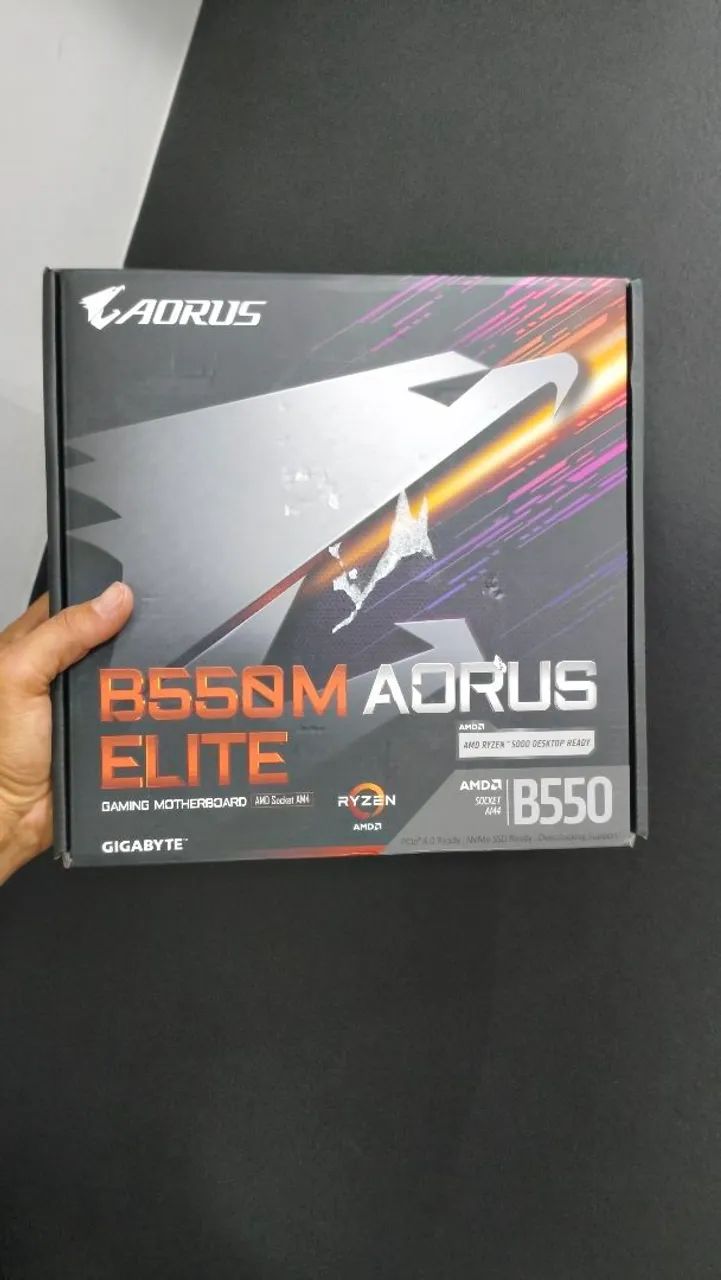 Vende novo lacrado Placa Mãe Gigabyte B550M AORUS Elite, Chipset B550, AMD AM4, mATX, DDR4