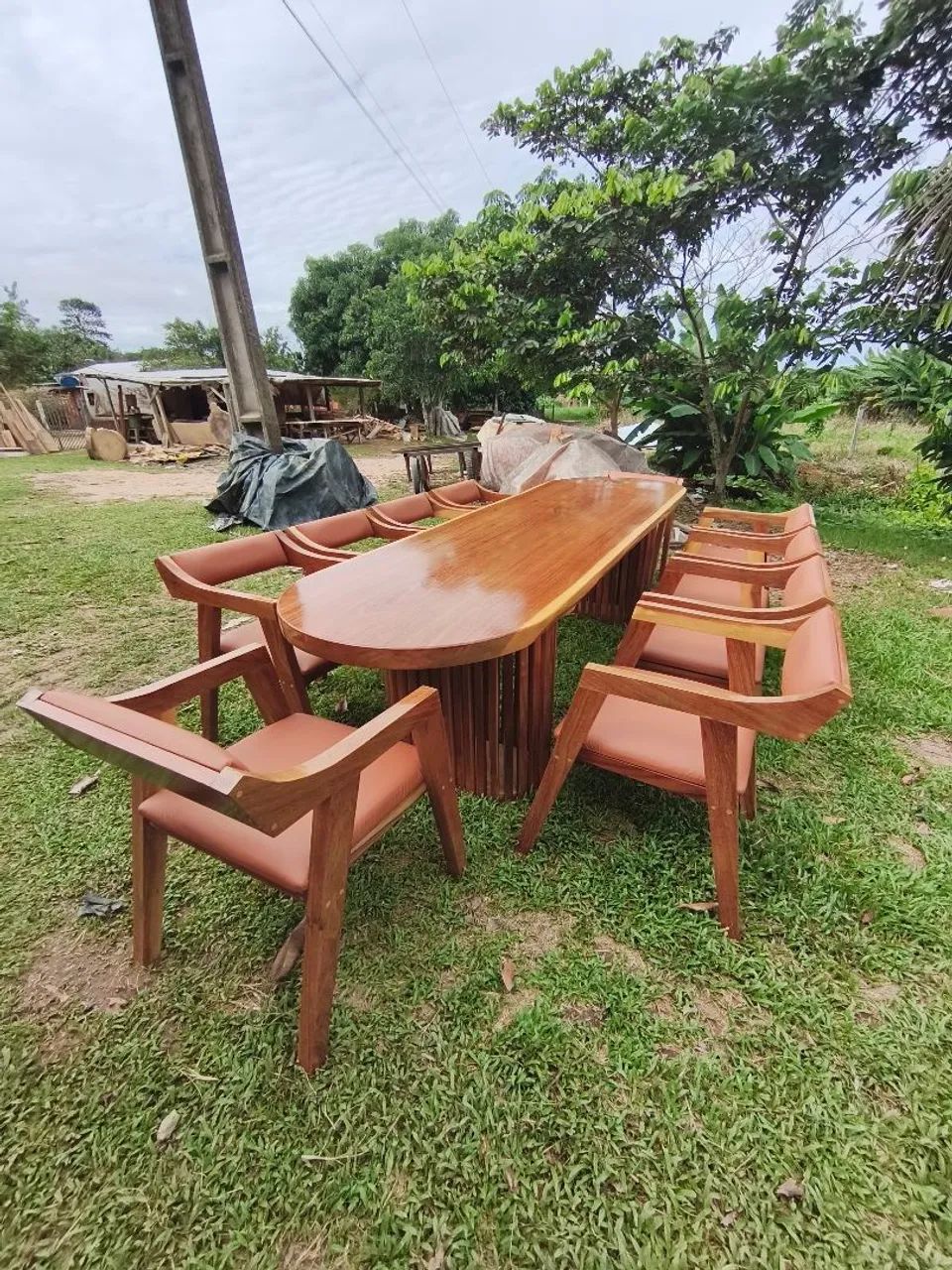 Mesa Rústica 3 metros com 10 poltronas katakana acolchoadas  - Foto 4