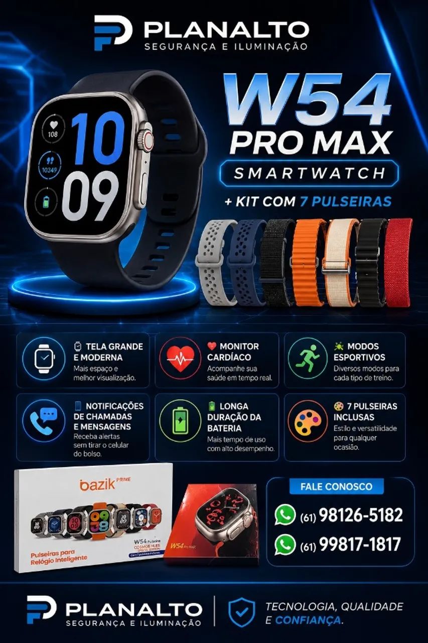 RELOGIO SMARTWATCH CM 7 PULSEIRAS BRAZIK W54