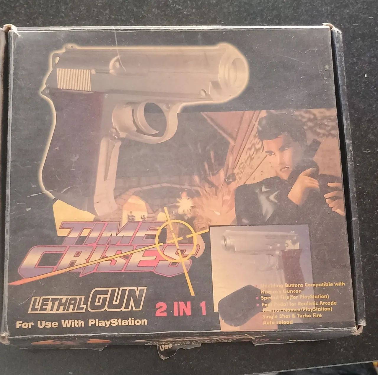 Pistola – Gangsta Memories Pistola Time Crisis Lethal Gun 2 em 1 PS1 PlayStation Retrô com