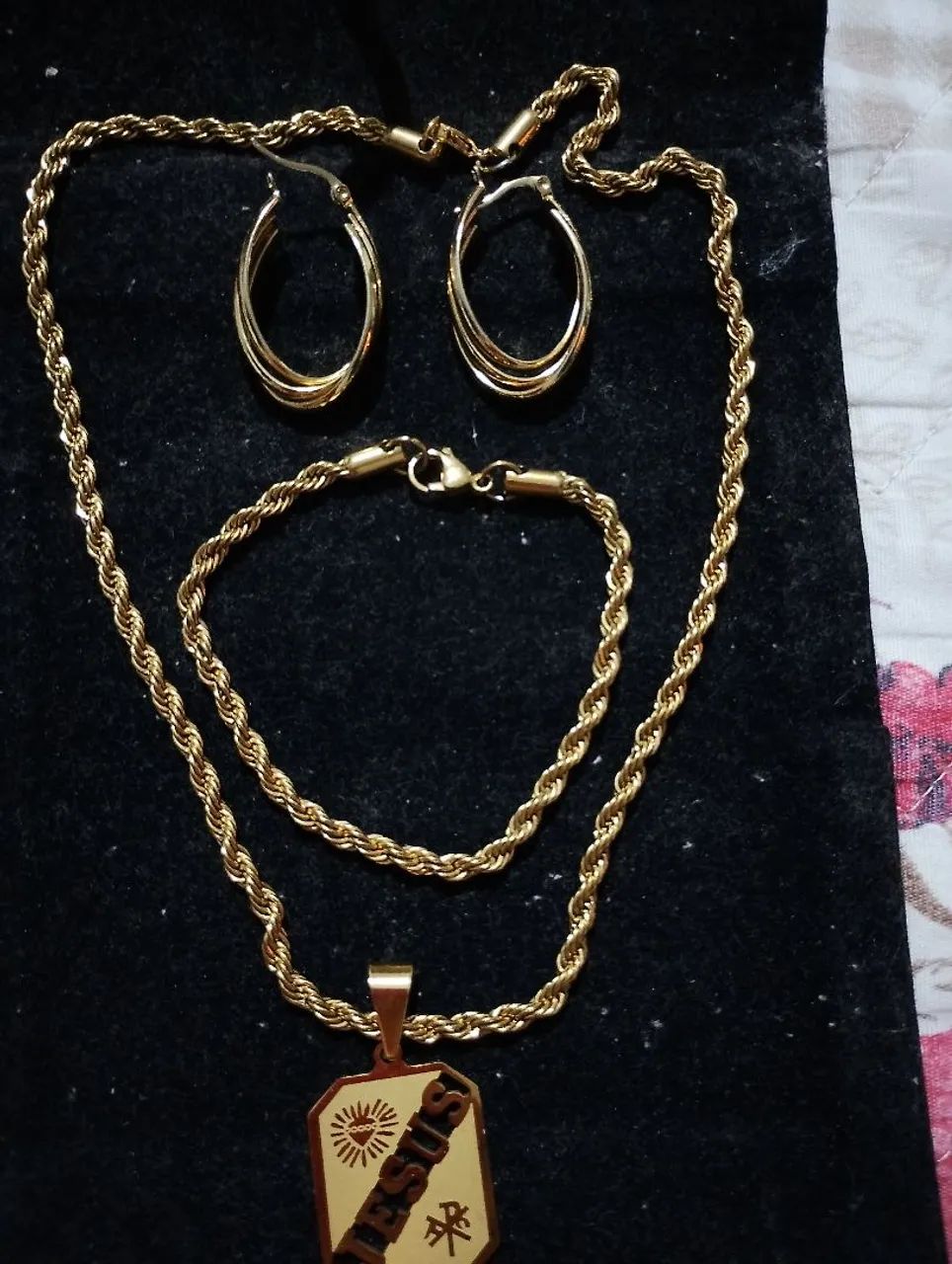 Conjunto em aço com dourado  - Foto 3