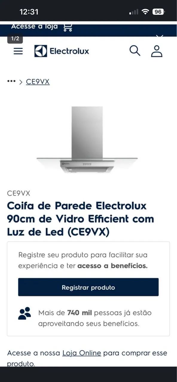 Coifa de Parede Eletrolux zero