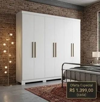 Guarda roupa andara branco 6 portas 1399,00 