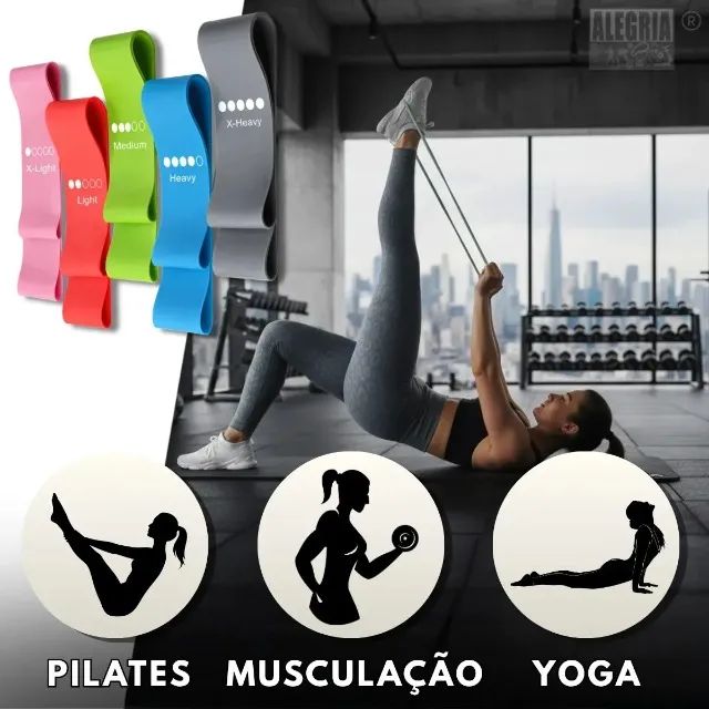 Kit 5 Faixa Elástica Super Mini Band Extensor Elástico Para Treino Resistência Funcional - Foto 5