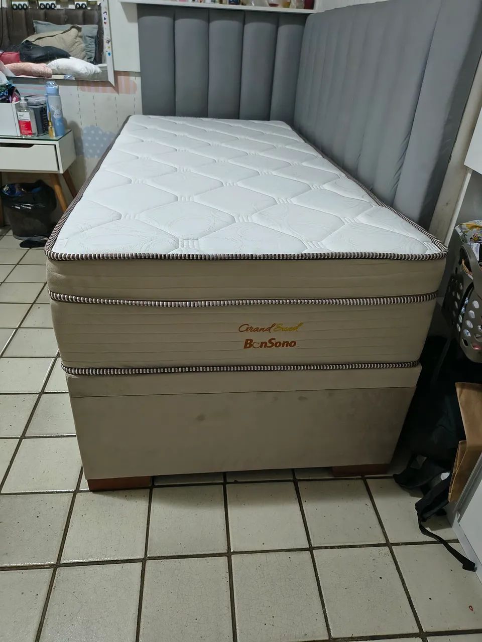 Conjunto box solteiro bon sono completo baú blindado solteiro 