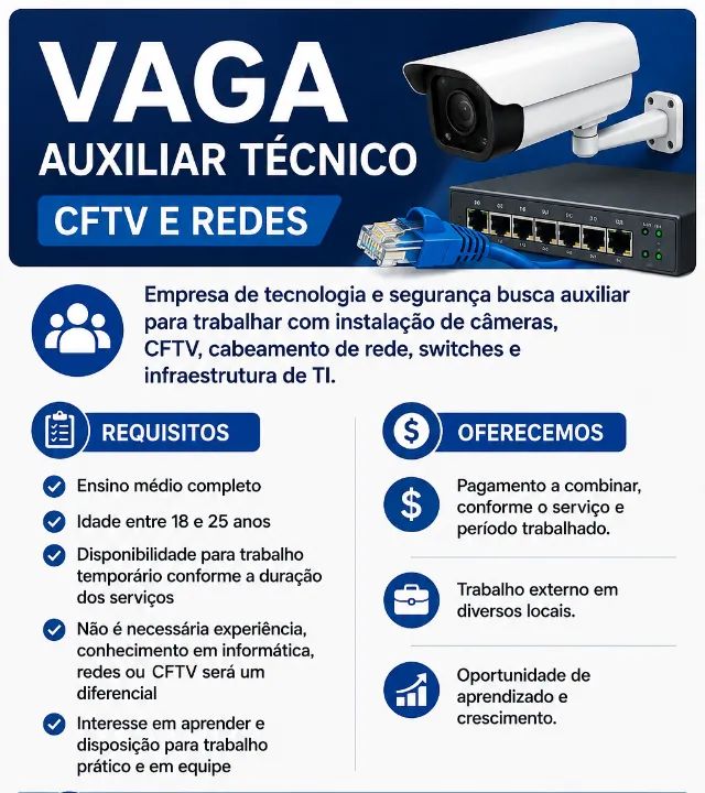 Auxiliar Técnico em CFTV e Redes