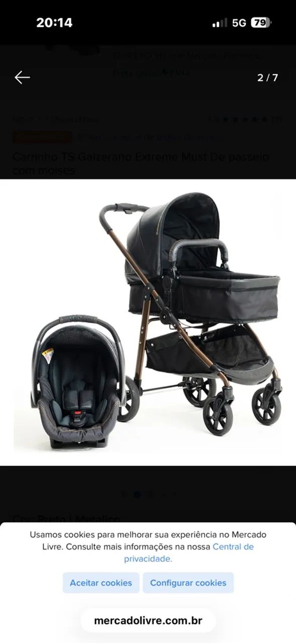 Carrinho de bebê com bebê conforto da Galzerano  - Foto 3