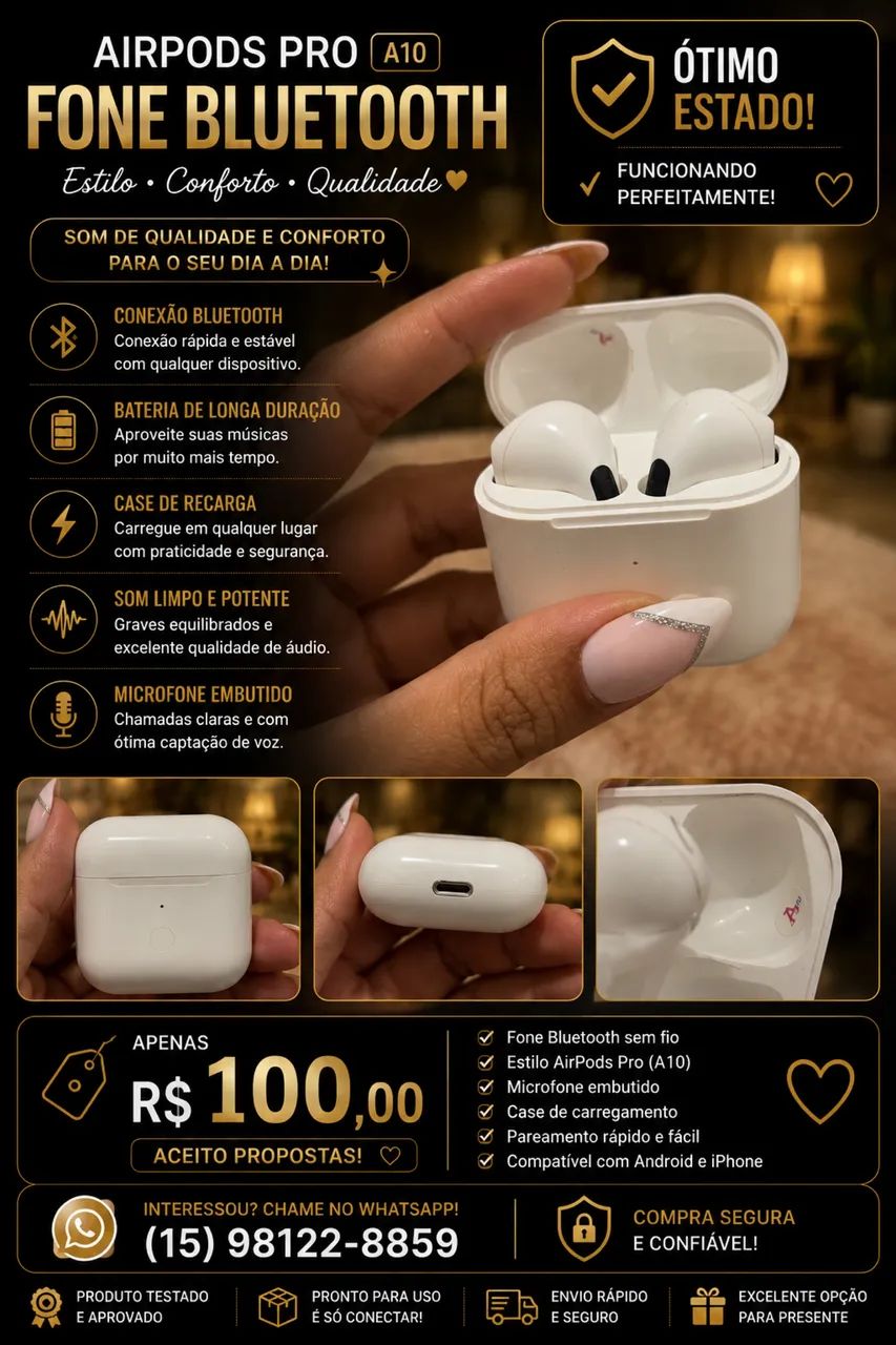 Fone Bluetooth (Airpods Pro A10)
