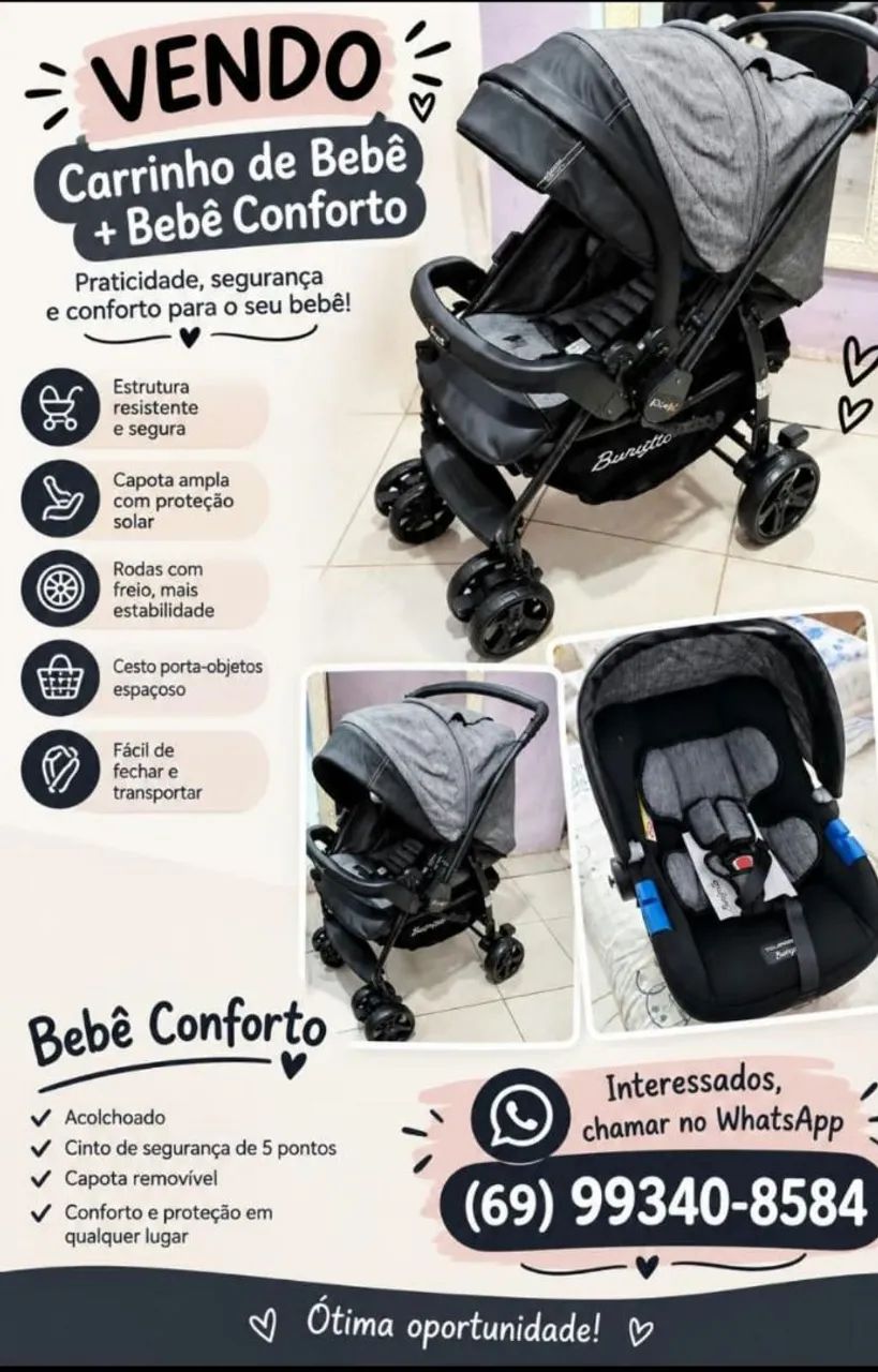 Carrinho de bebê + bebê conforto - Foto 3