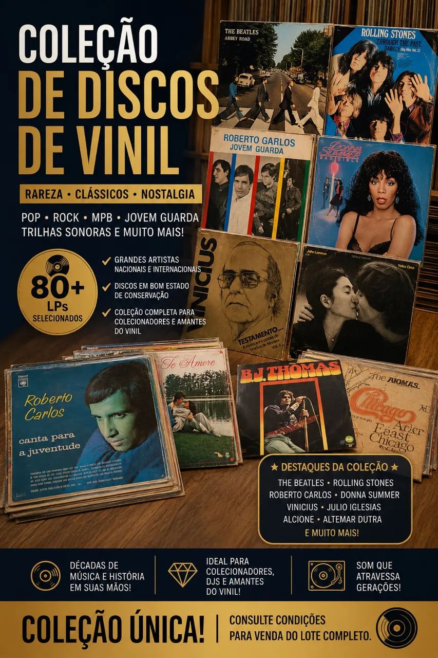 COLEÇÃO 75 DISCOS DE VINIL EM EXCELENTE ESTADO 