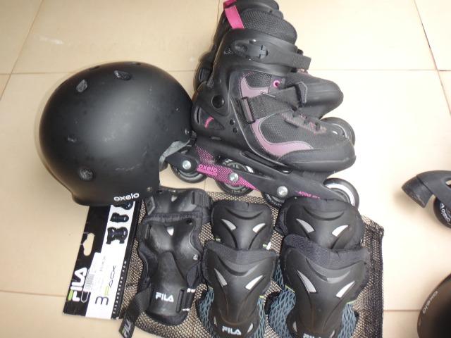 Patins Oxelo nº35 - acompanham acessórios de proteção