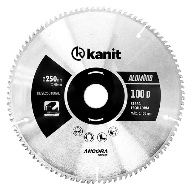 Disco Lâmina de Serra Esquadria para Alumínio 10 Polegadas 250mm x 30mm x 100 Dentes Kanit - Foto 3