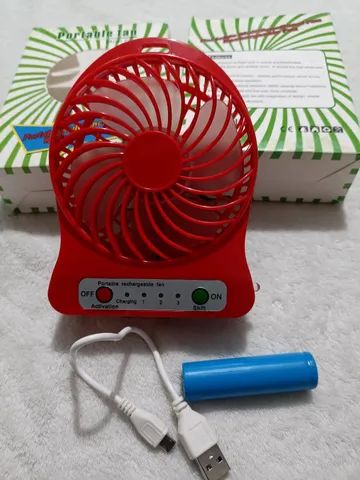 R$19.99 mini ventilador USB recarregável novo  vento + luz como se fosse abajur 