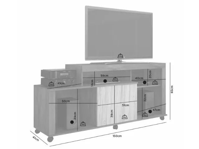 Rack C/Rodízios P/TVs Até 42 Polegadas 1.50M.São Produto Novo Direto de Fábrica P/Sua Cas - Foto 5