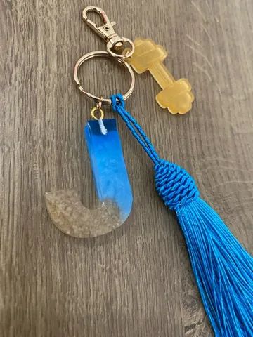 Chaveiro Letra , Pingente e pompom - Foto 4