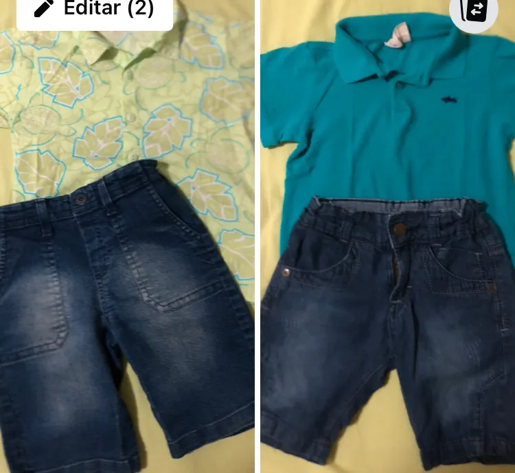Dois conjuntos de shorts 3/4 anos