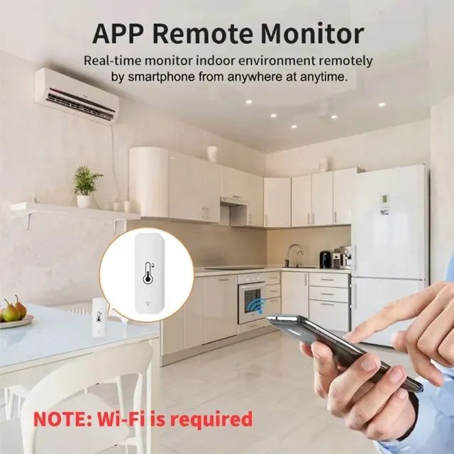 Sensor de Temperatura e Umidade WiFi Tuya Casa Inteligente Alexa, Google Assist COD-AM570  - Foto 2