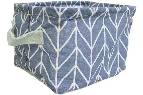 Cesto Organizador De Poliéster Chevron Cinza 20x16x14cm
