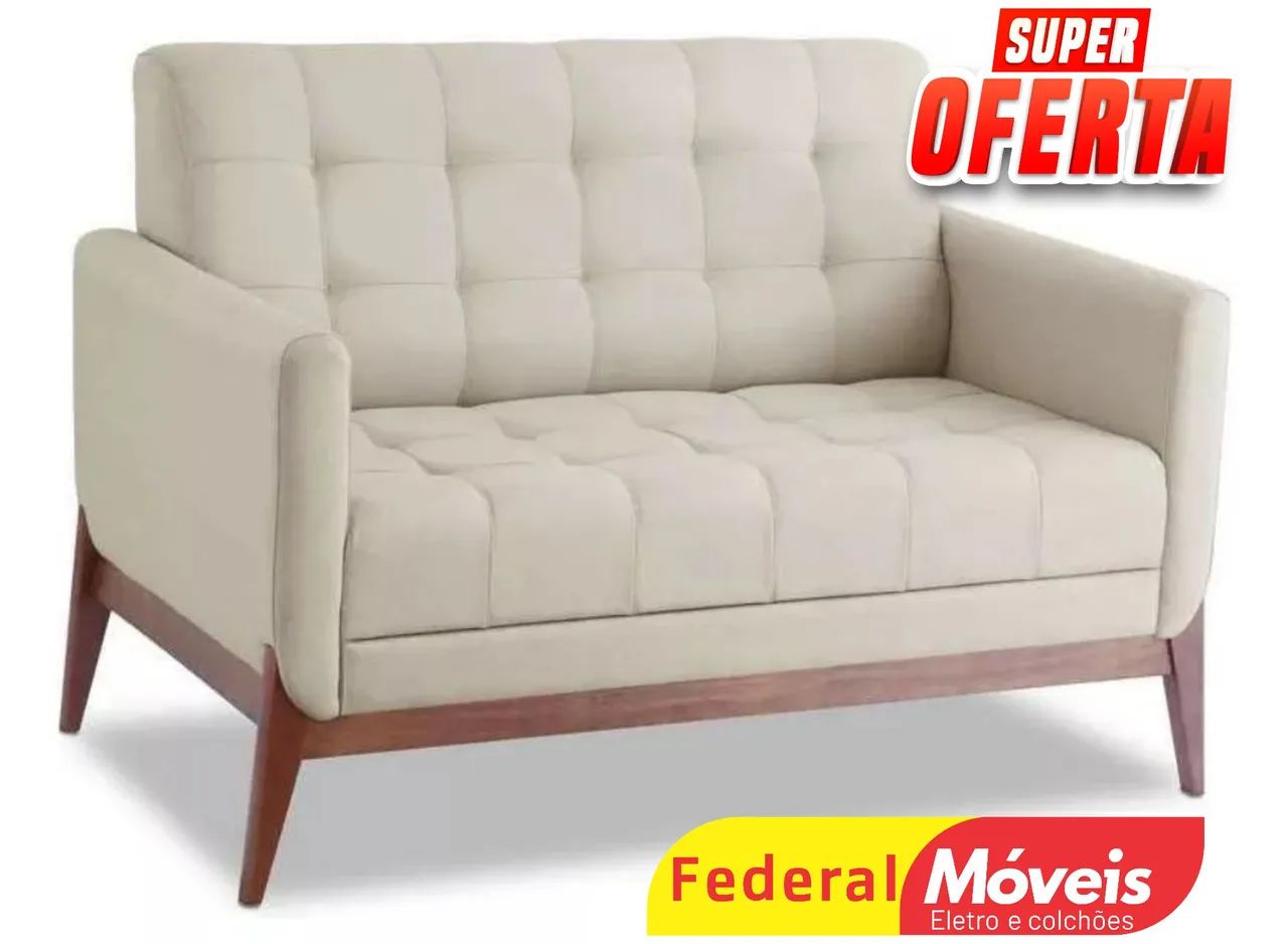 Poltrona em Linho Pés Madeira 1,30m - Solicite Nosso Catálogo