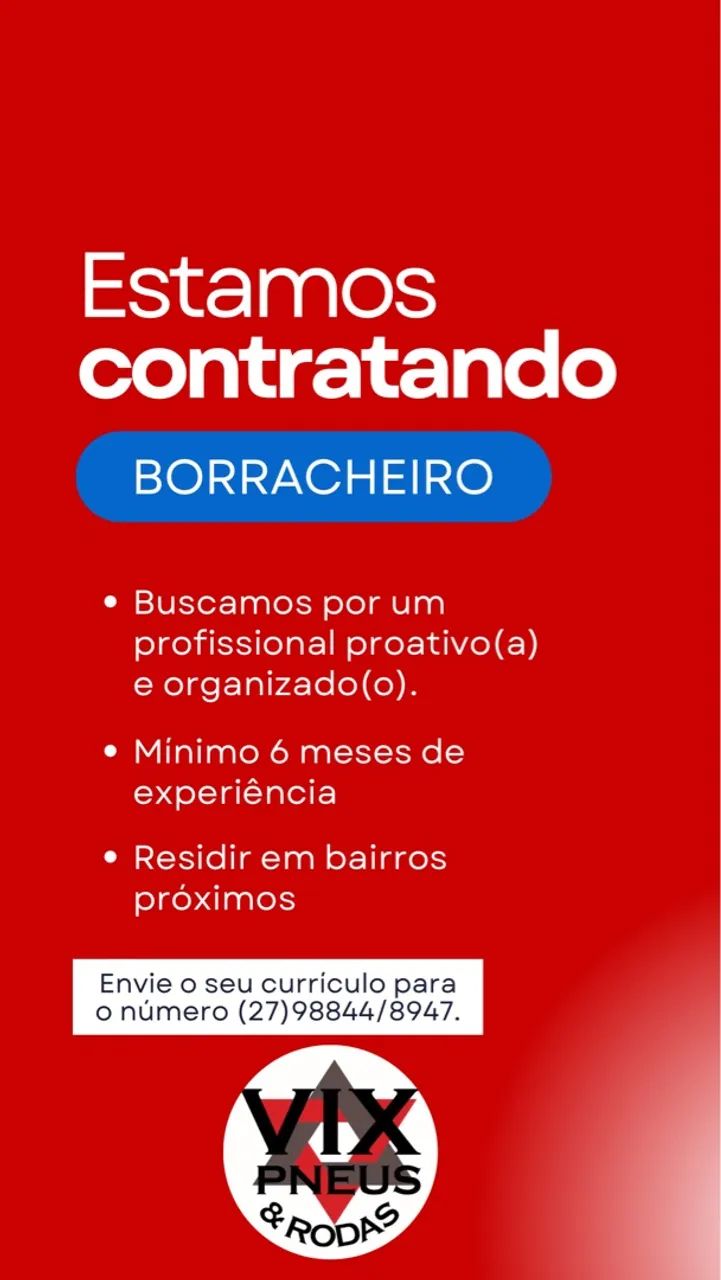 Vaga de emprego na borracharia 
