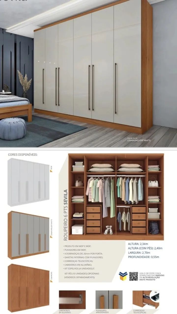 Guarda-roupa espaçoso casal tcil