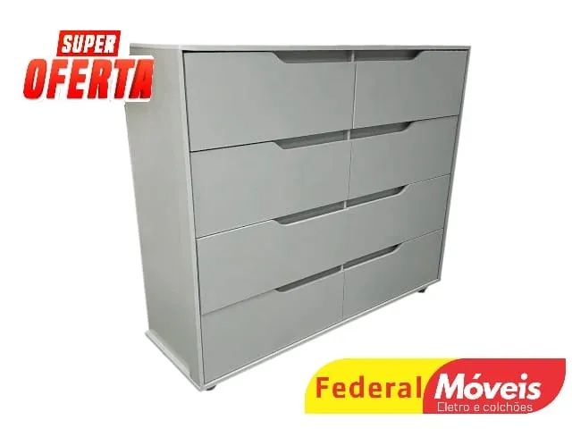 COMODA 8 GAVETAS OFF WHITE TEMOS CREDIÁRIO