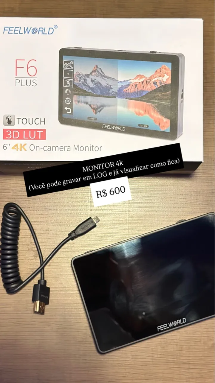 Monitor FEELWORLD F6 Plus 6" 4K On-camera - R$ 600