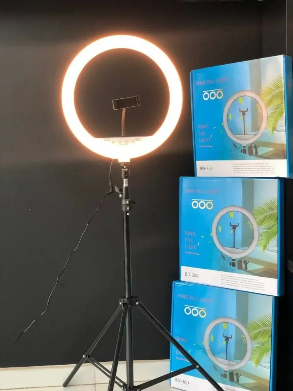 Ringlight 26cm com tripé 2,1m
