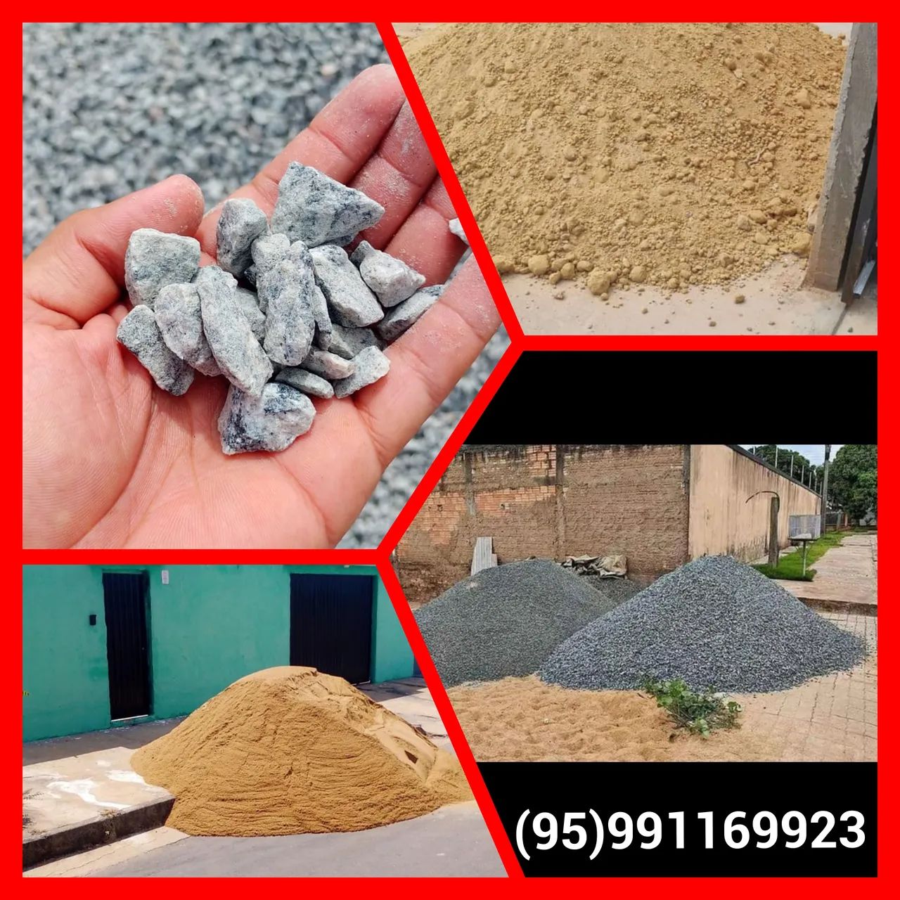 Areia brita barro seixo e piçarra para construção