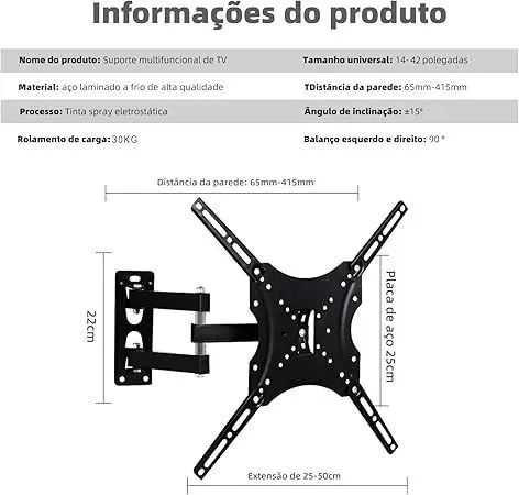 Suporte Articulado de Parede para TV 14? a 42? - Foto 2