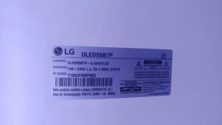 Tela da  TV LG OLED55B7P  COM  DETALHES - Foto 3