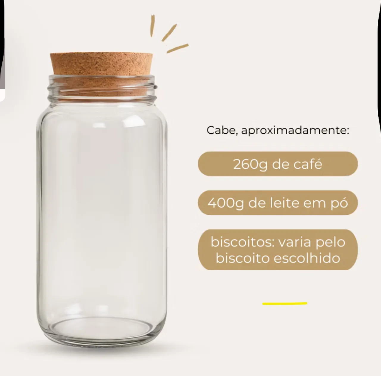 Pote de Vidro com Tampa de Cortiça - Ideal para Armazenamento