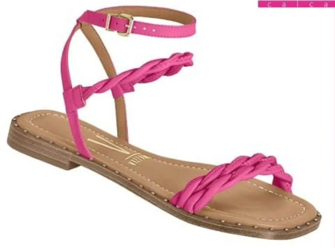 Sandália Feminina Vizzano Rosa com Detalhe Trançado