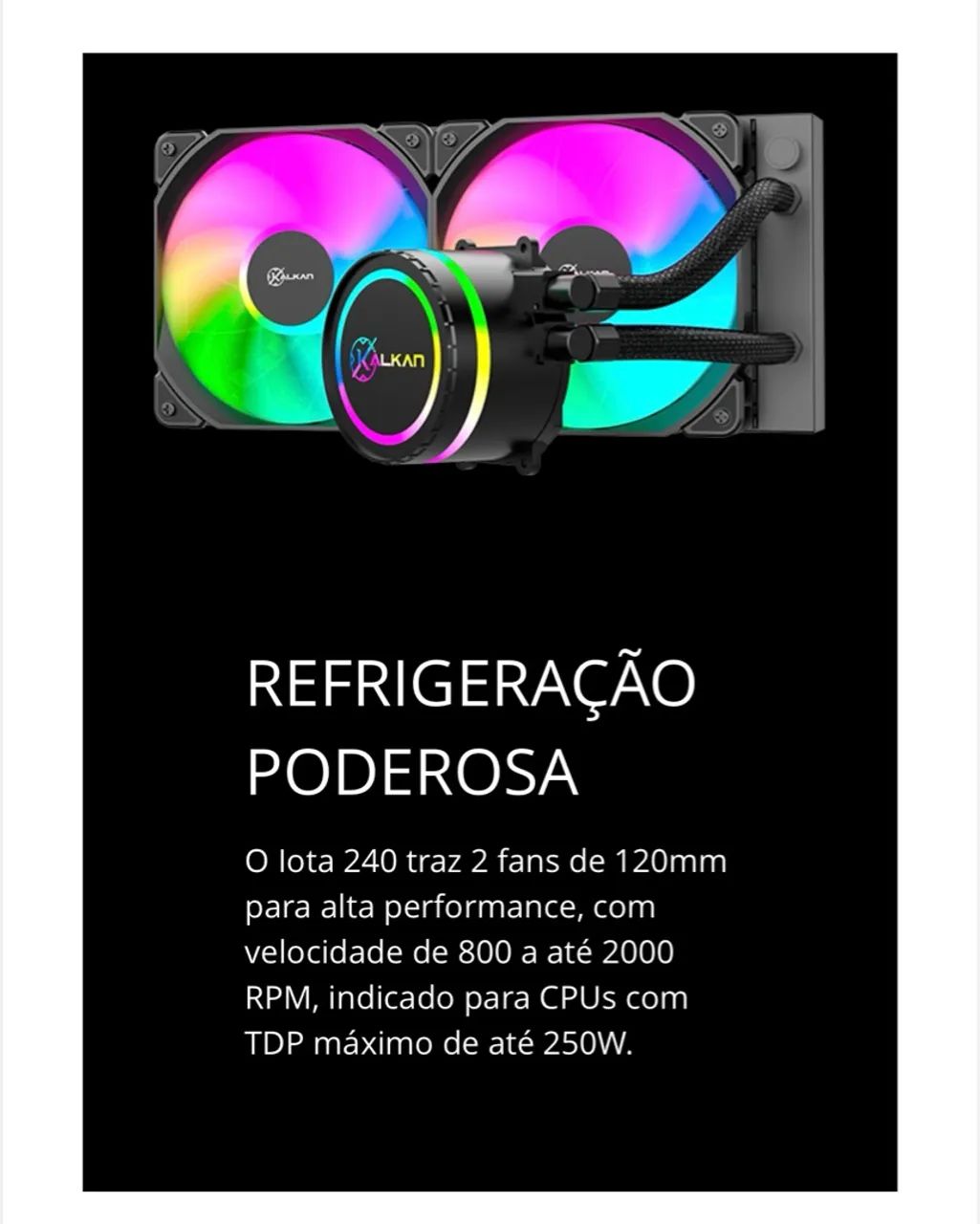 Water cooler IOTA 240mm ARGB - NOVO LACRADO COM 1 ano Garantia  - Foto 2
