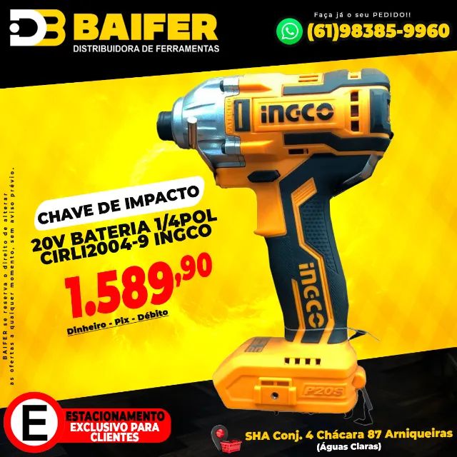 Chave de Impacto 20v Bateria 1/4Pol Cirli2004-9 Ingco