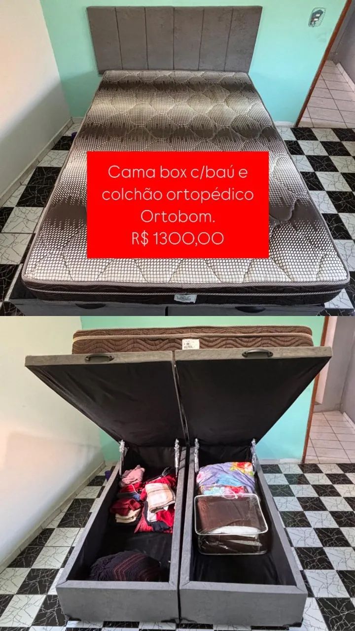 cama box com baú ortobom