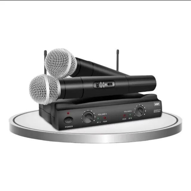 MICROFONE SEM FIO PROFISSIONAL DUPLO UHF DINÂMICO CAPTAÇÃO CARDIOIDI BYZ ELECTRO LMD K58 A