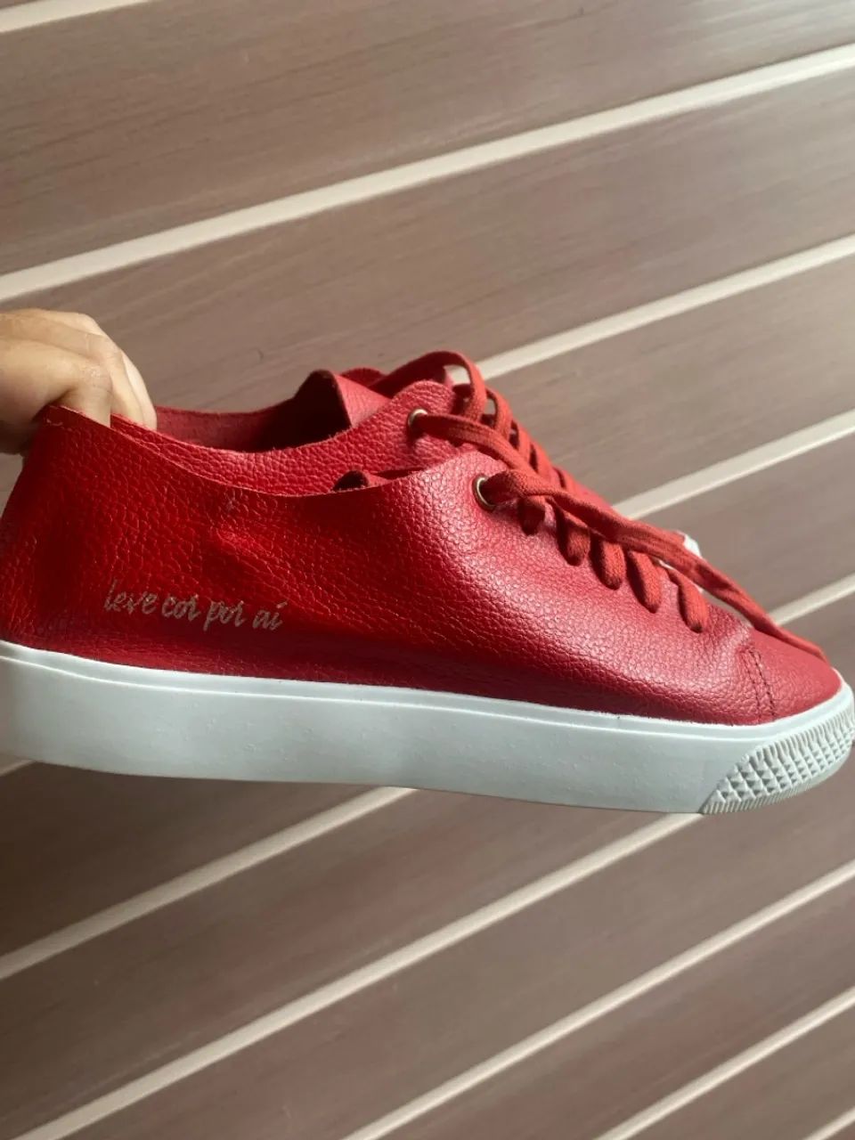 Tênis Via Mia Feminino Vermelho Couro  - Foto 3